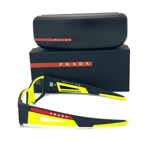 Prada SportPS 03PV17G1O1 Matte Black Yellow/ Demo Lens 55mm Eyeglasses